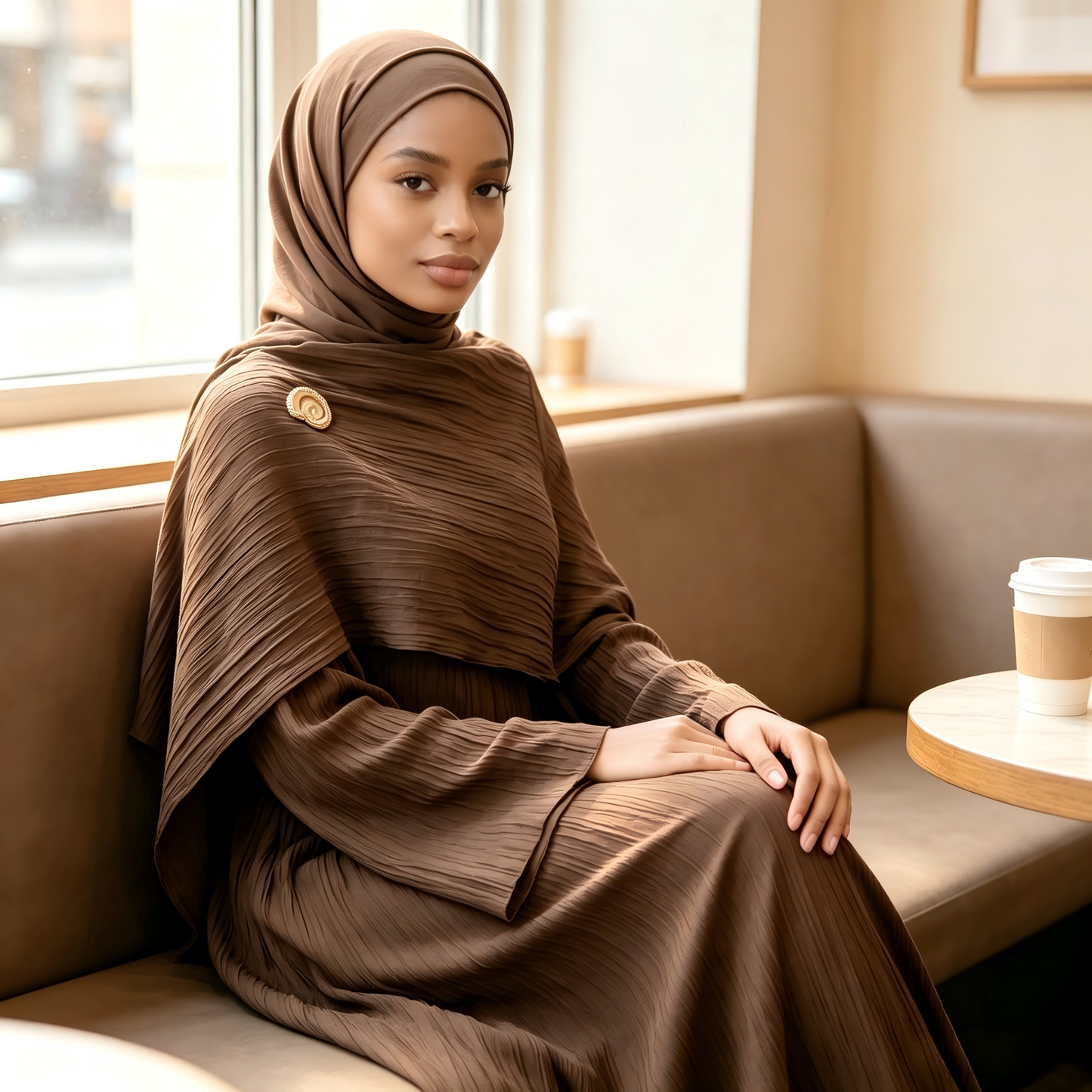 Double Layer Tencel Knit Abaya Dress - Soft Modest Maxi Gown