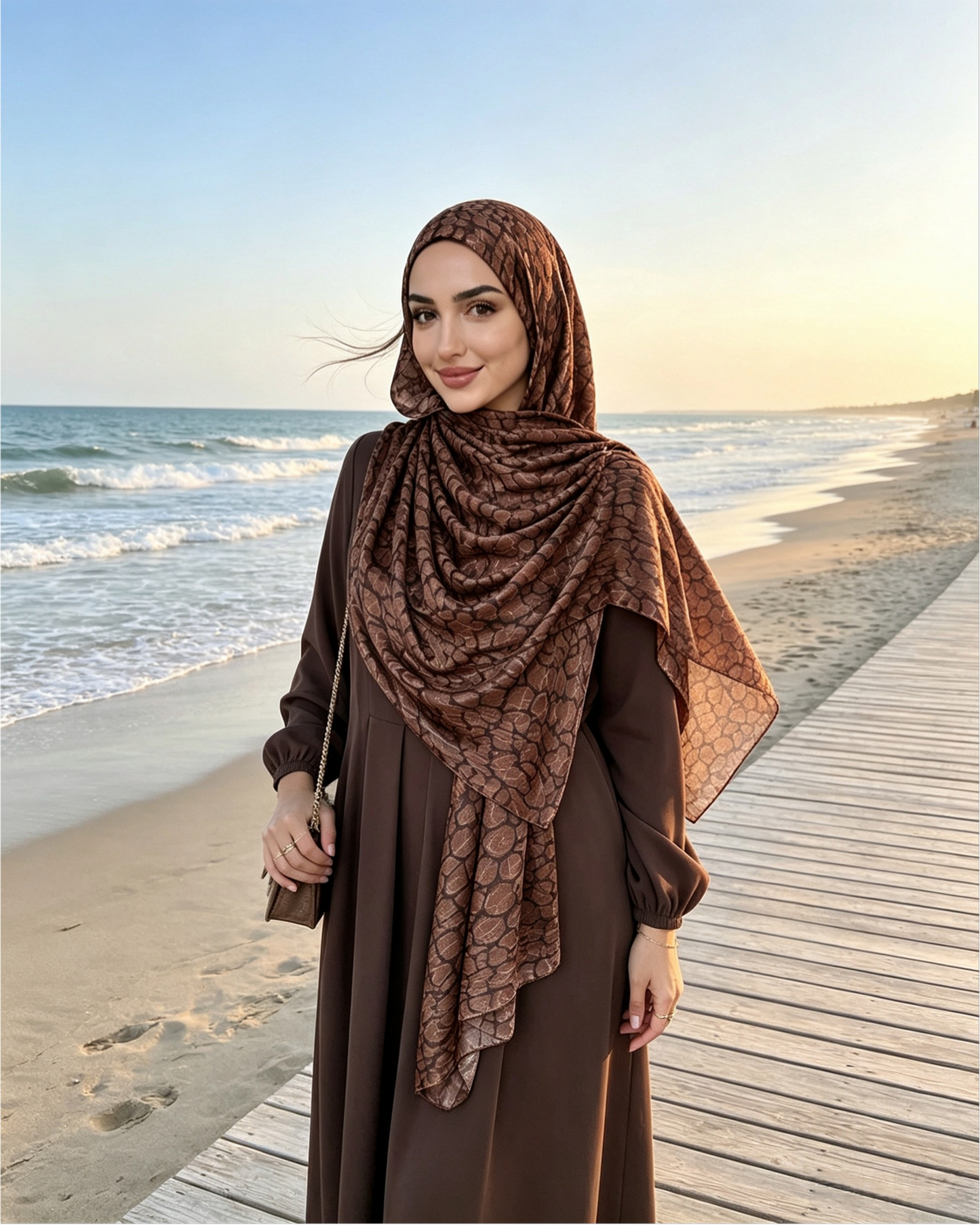 Brown Animal Print Jersey Hijab – Soft Premium Modest Head Scarf - product image 1 of 10 | Lunar Elegance