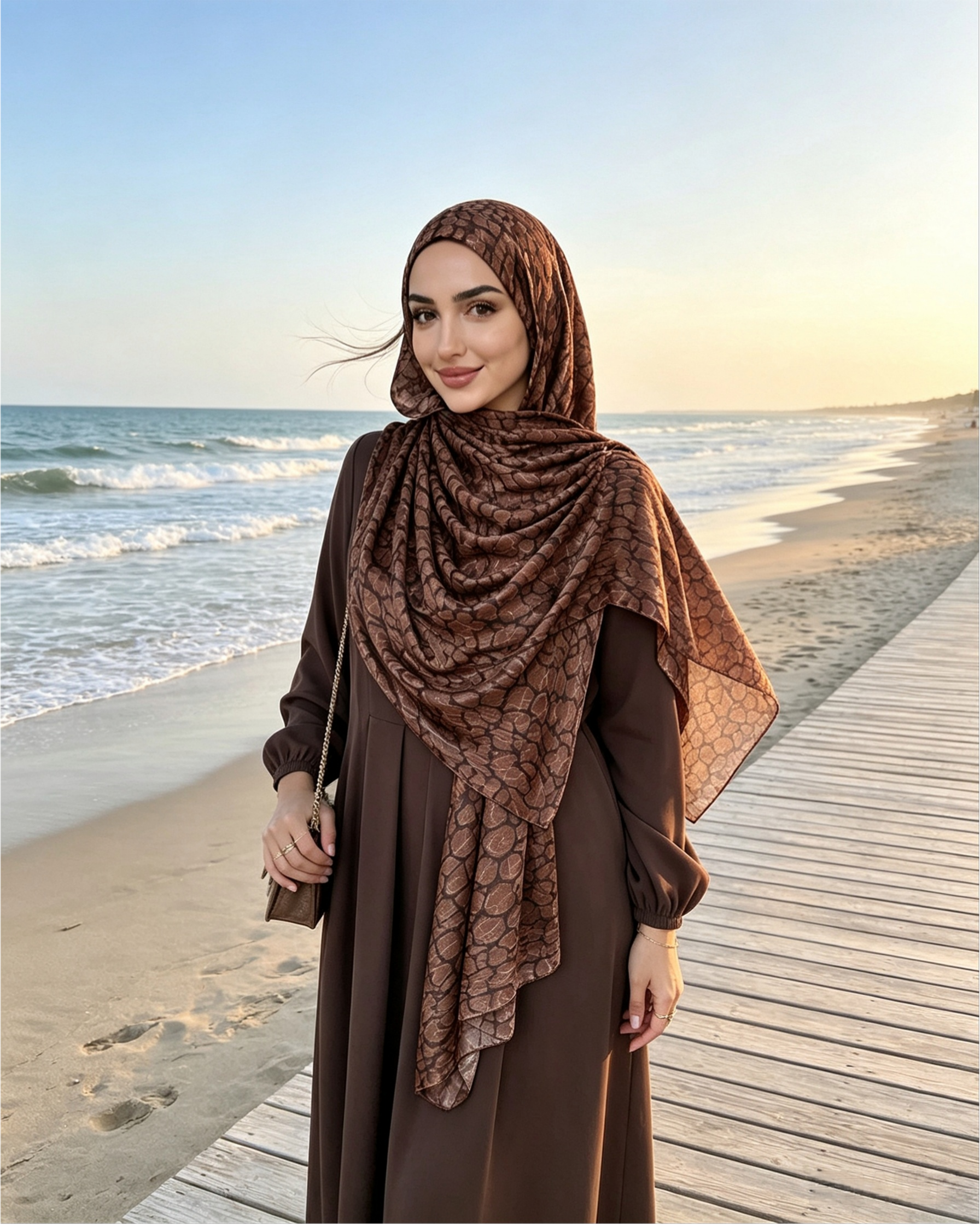 Brown Animal Print Jersey Hijab – Soft Premium Modest Head Scarf - product image 1 of 10 | Lunar Elegance