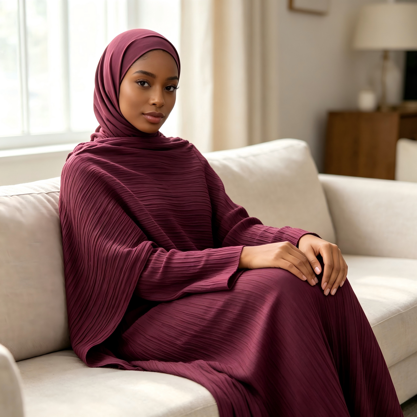 Double Layer Tencel Knit Abaya Dress - Soft Modest Maxi Gown