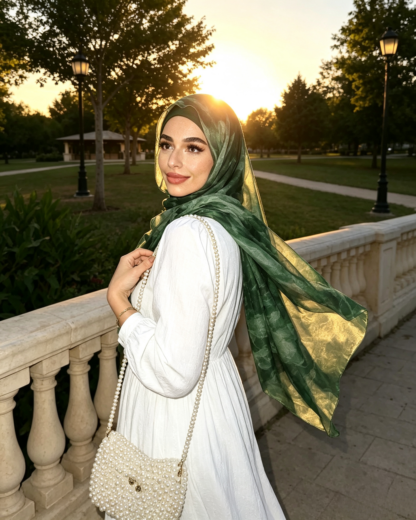 Forest Green Marble Ink Hijab Shawl – Emerald Watercolor Modest Head Scarf (80×180cm) - product image 4 of 8 | Lunar Elegance