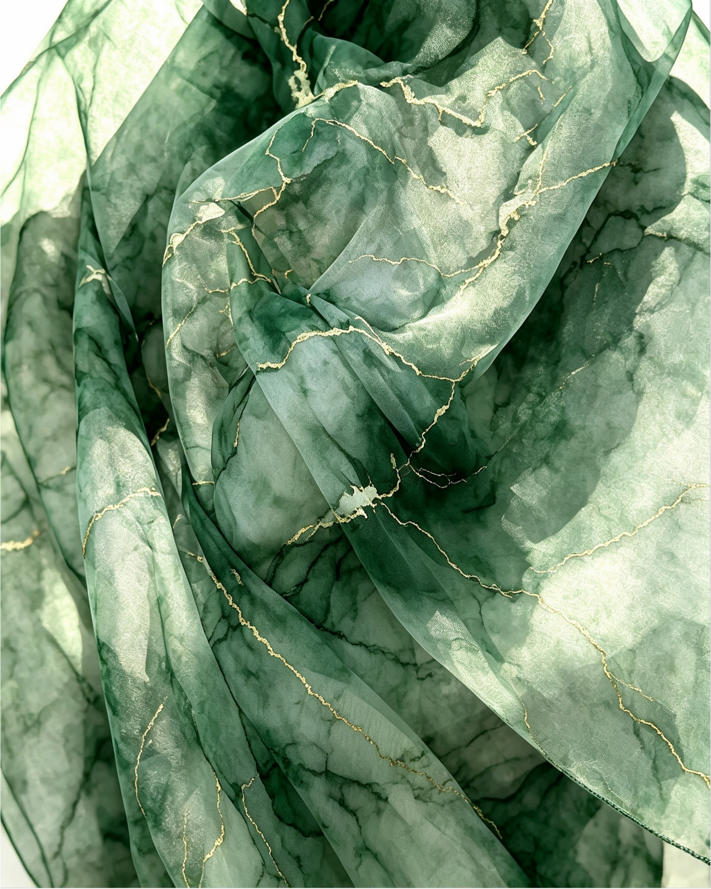 Moss Green Gold Leaf Tropical Hijab Shawl – Botanical Modest Head Scarf (80×180cm) - product image 9 of 9 | Lunar Elegance