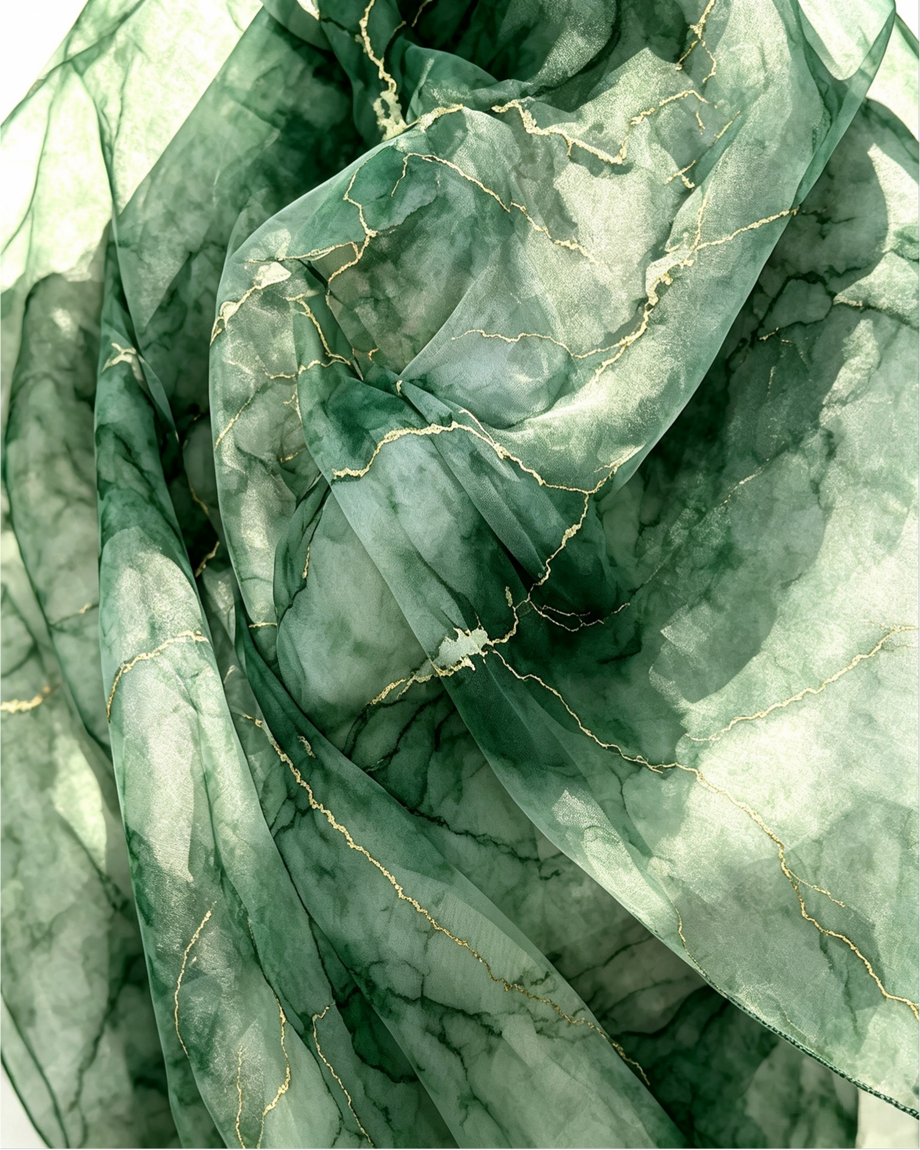 Moss Green Gold Leaf Tropical Hijab Shawl – Botanical Modest Head Scarf (80×180cm) - product image 9 of 9 | Lunar Elegance