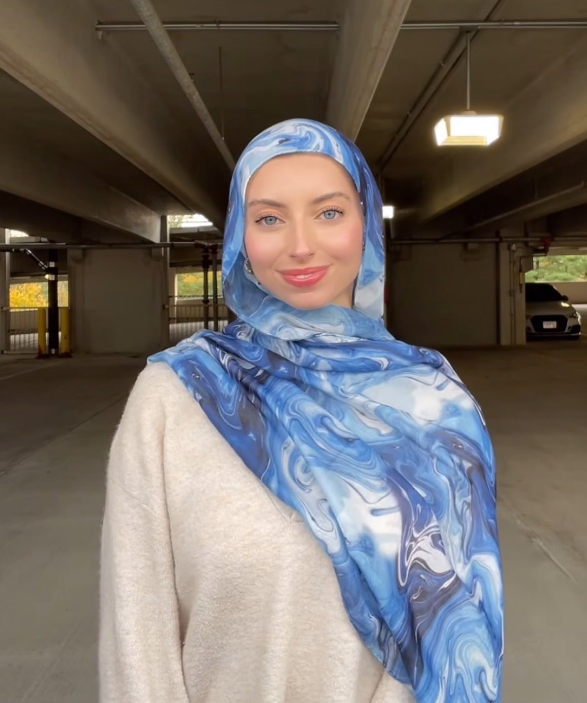 Watercolor Print Cotton Blend hijab shawl - view 1