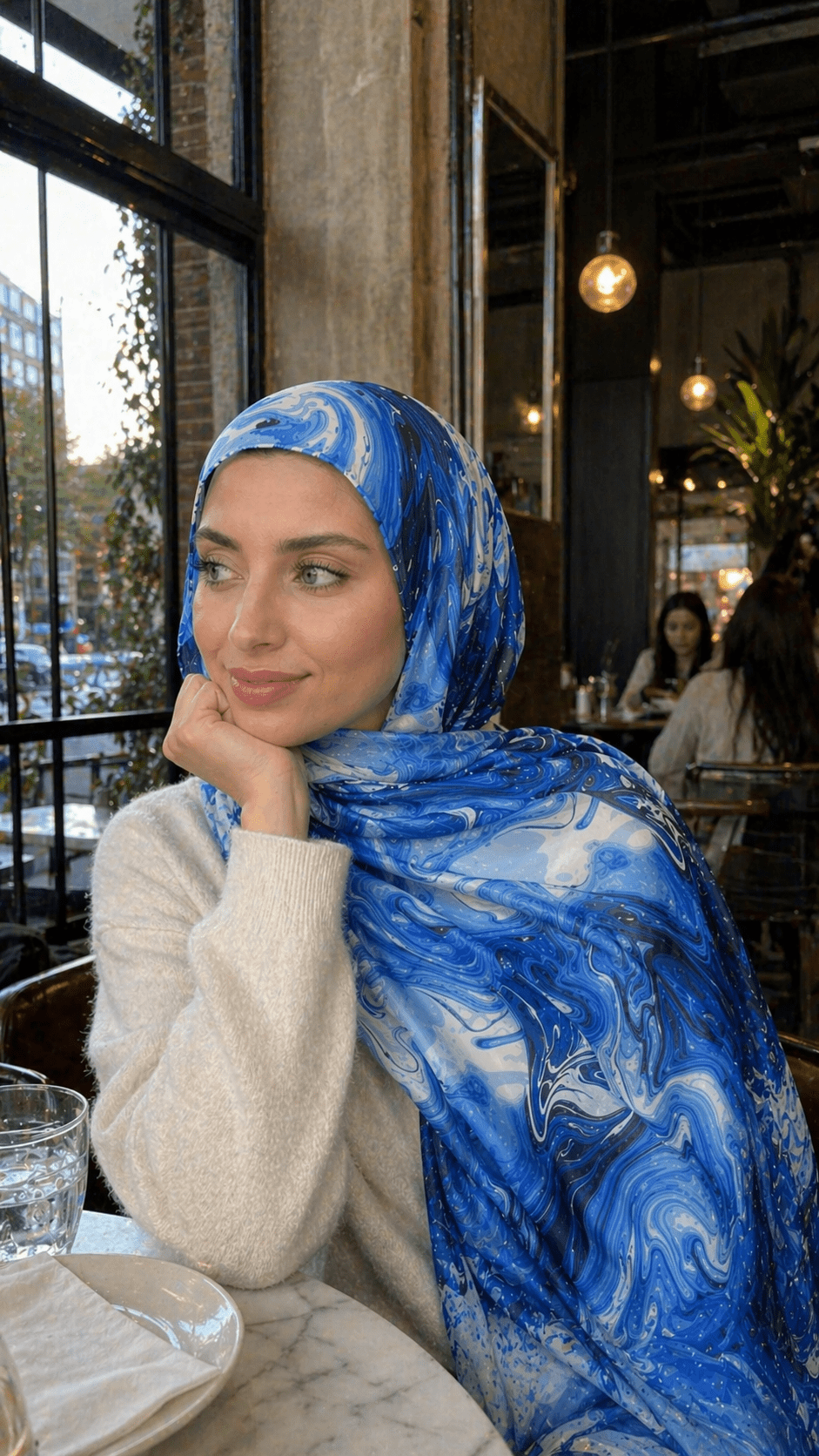 Watercolor Print Cotton Blend hijab shawl - view 5