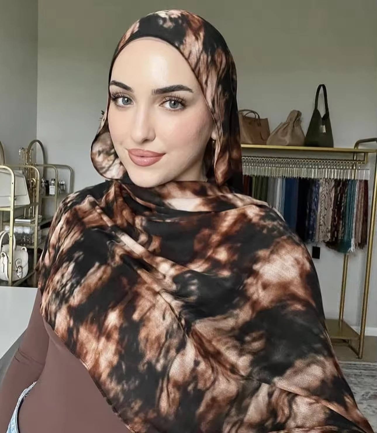 Watercolor Tie-Dye hijab shawl - view 1