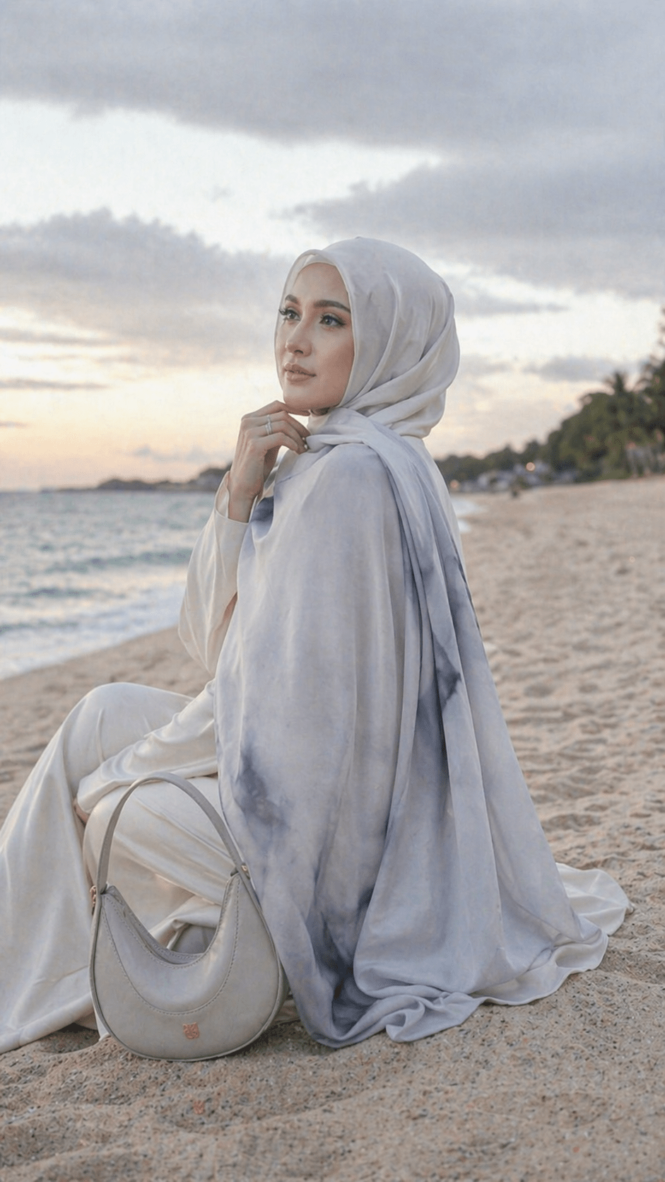 Watercolor Ink Wash hijab shawl - view 3