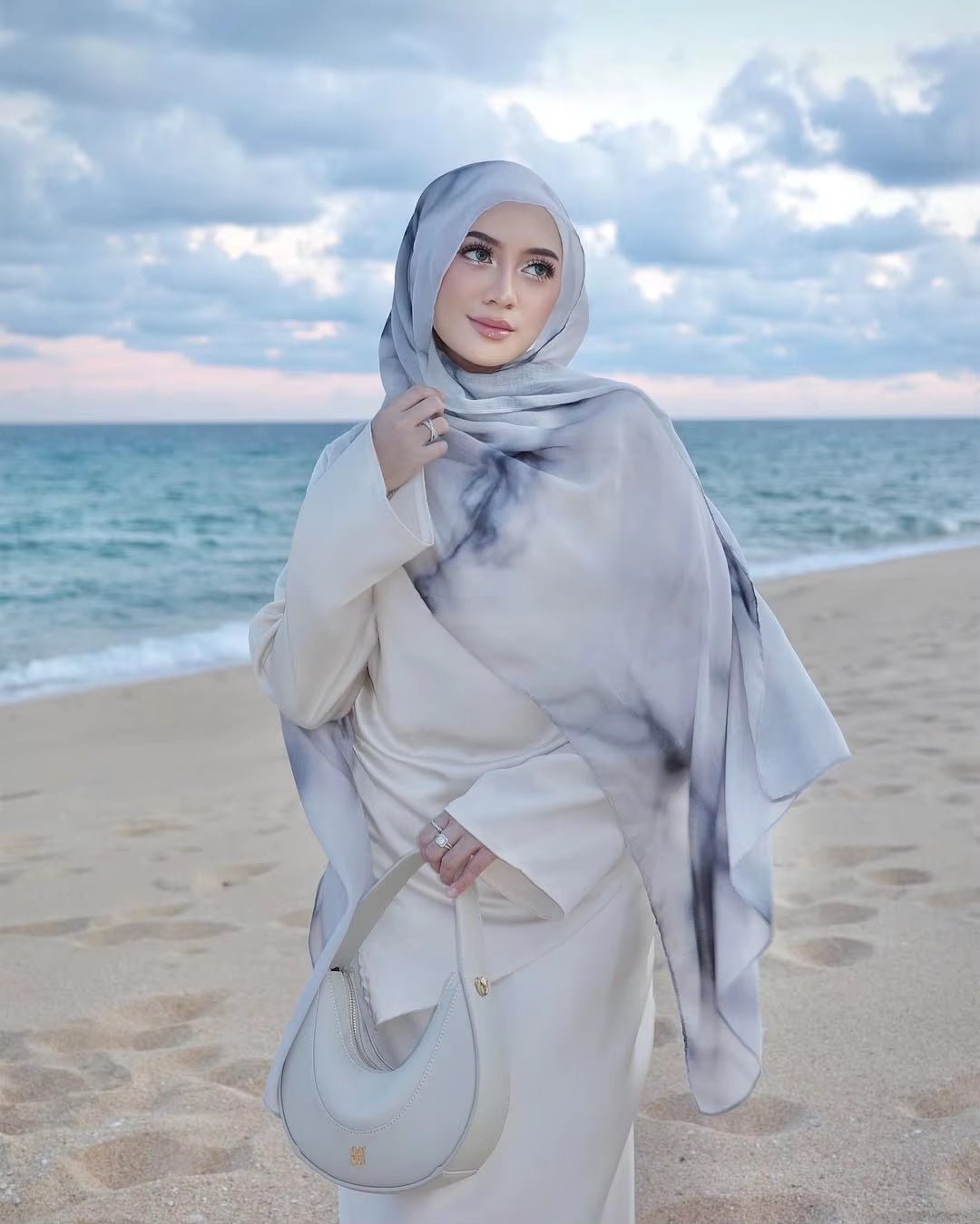 Watercolor Ink Wash hijab shawl - view 1