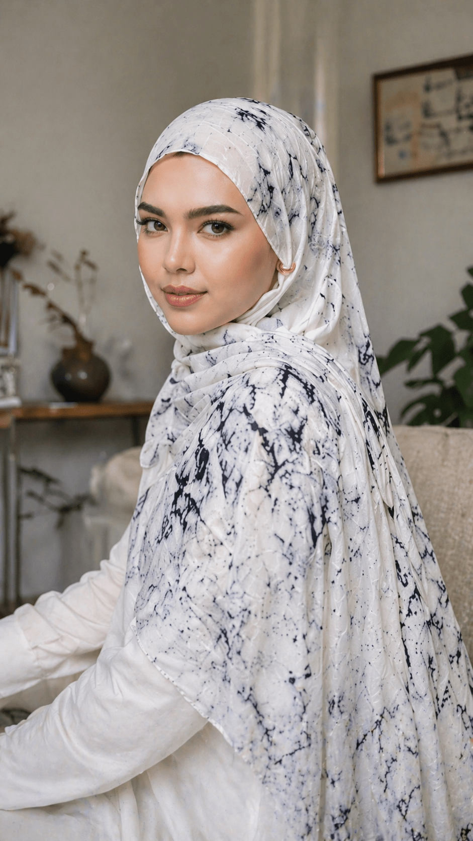 Marble Print hijab shawl - view 2