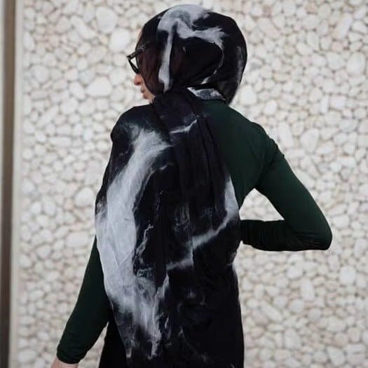 Black Marble Ink Wash hijab shawl - view 1