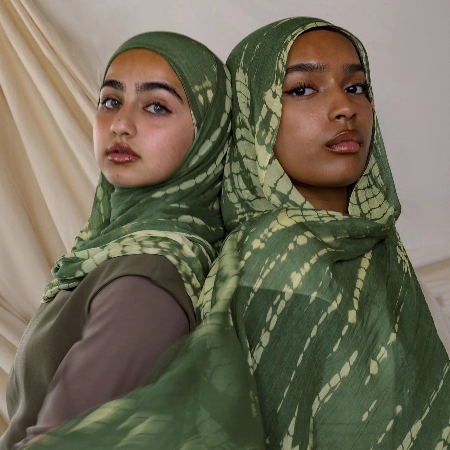 Grass Green Lime Shibori Spot Chain hijab shawl - view 1