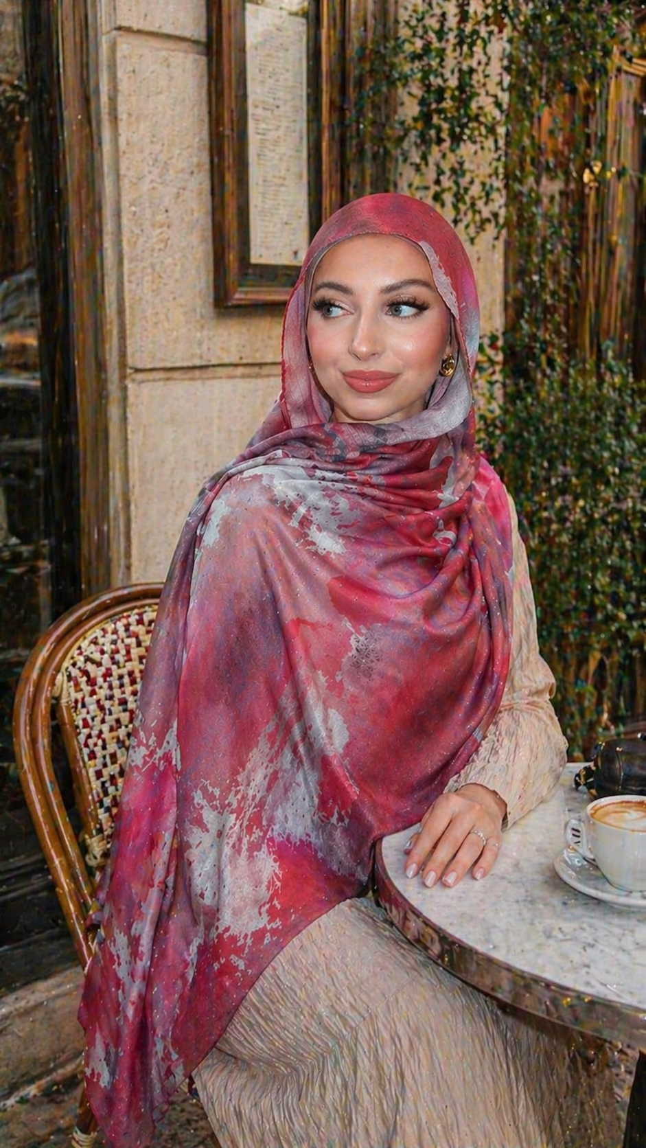 Rose Pink Watercolor hijab shawl - view 3