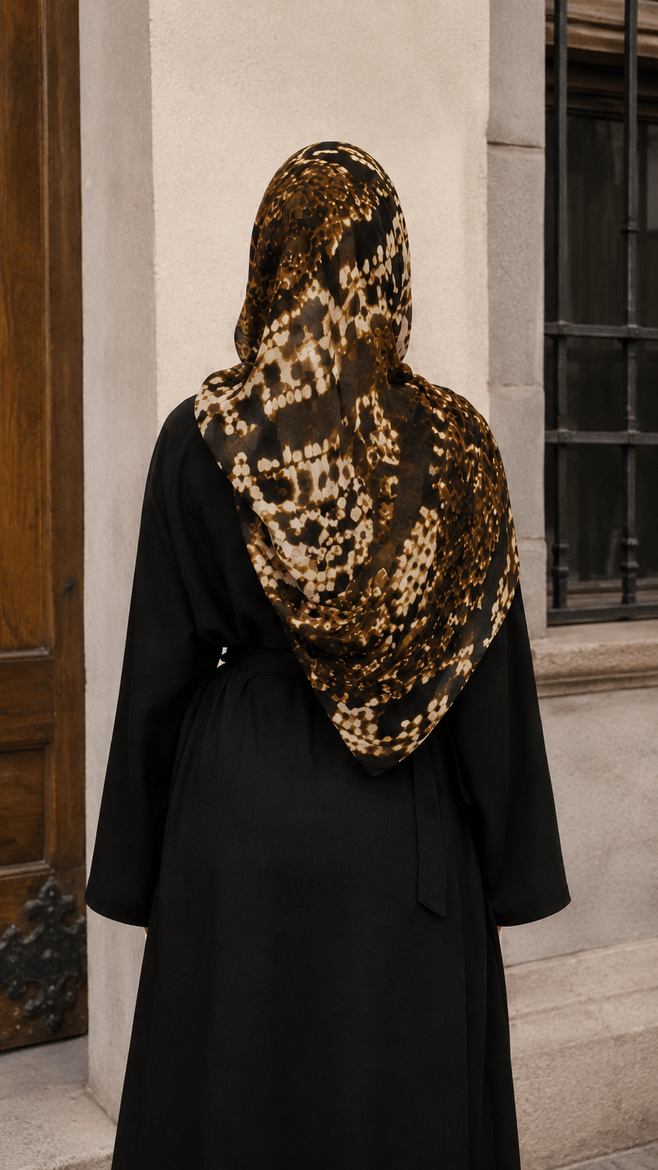 Black Gold Brown Snakeskin Print hijab shawl - view 3