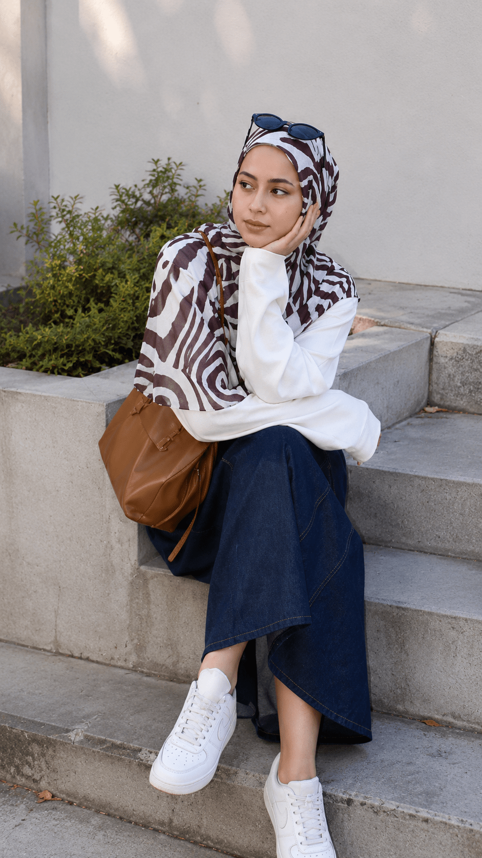 Cream Brown Zebra Print hijab shawl - view 3