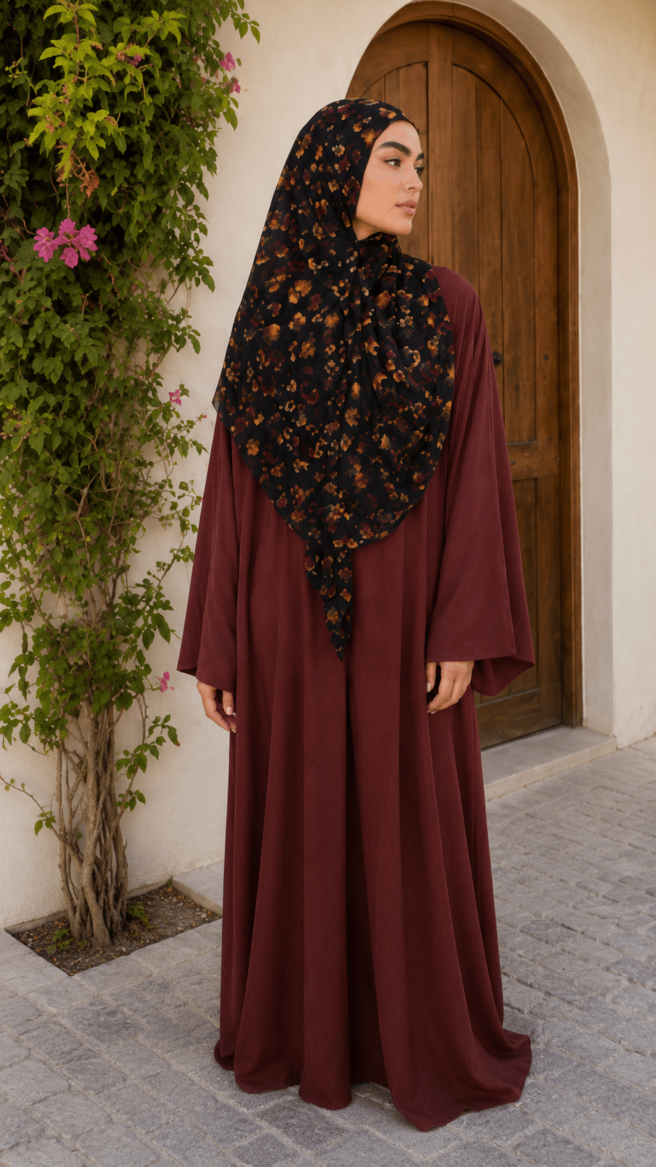 Black Amber Gold Watercolor Leopard Spot hijab shawl - view 2