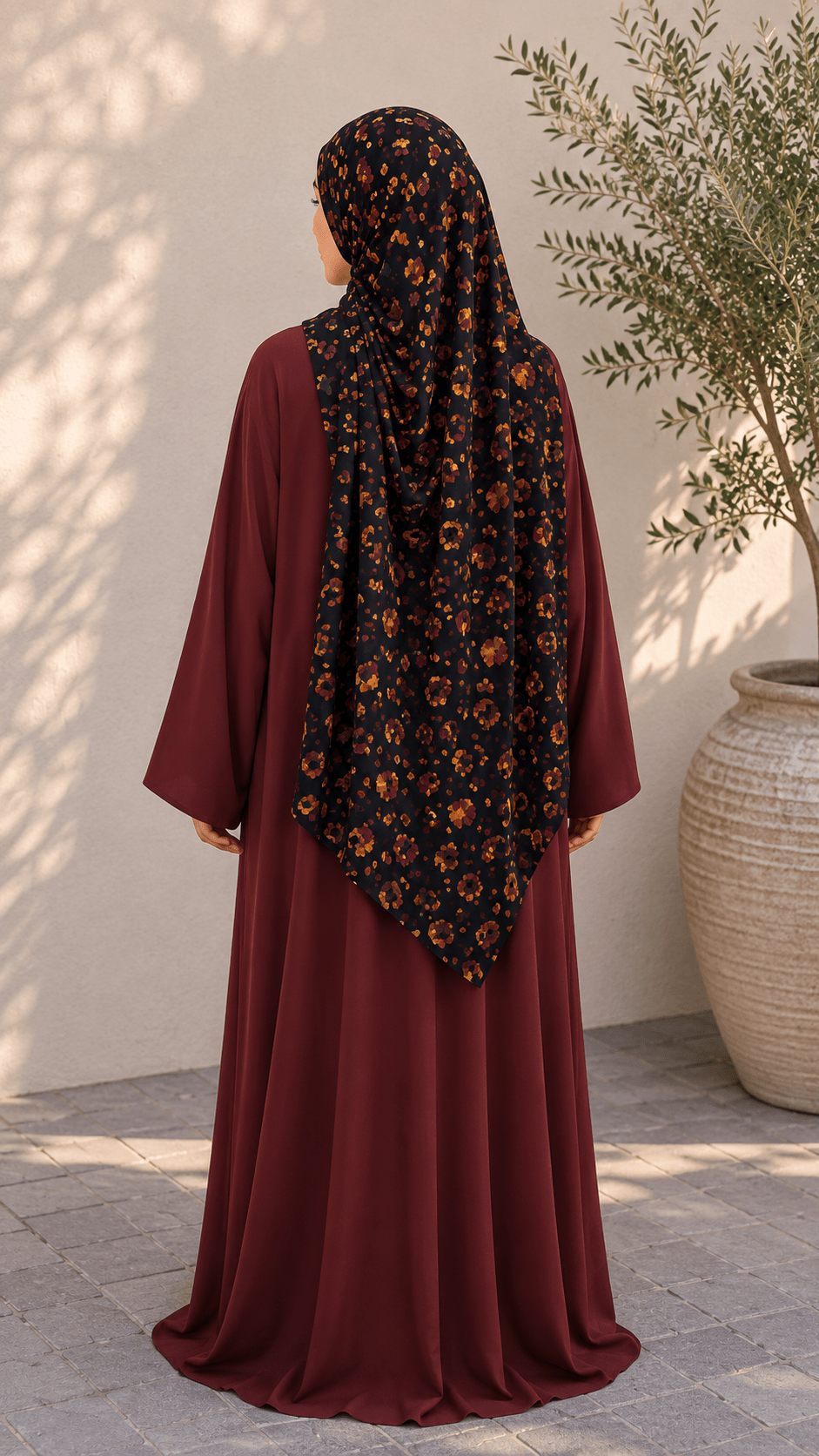 Black Amber Gold Watercolor Leopard Spot hijab shawl - view 4