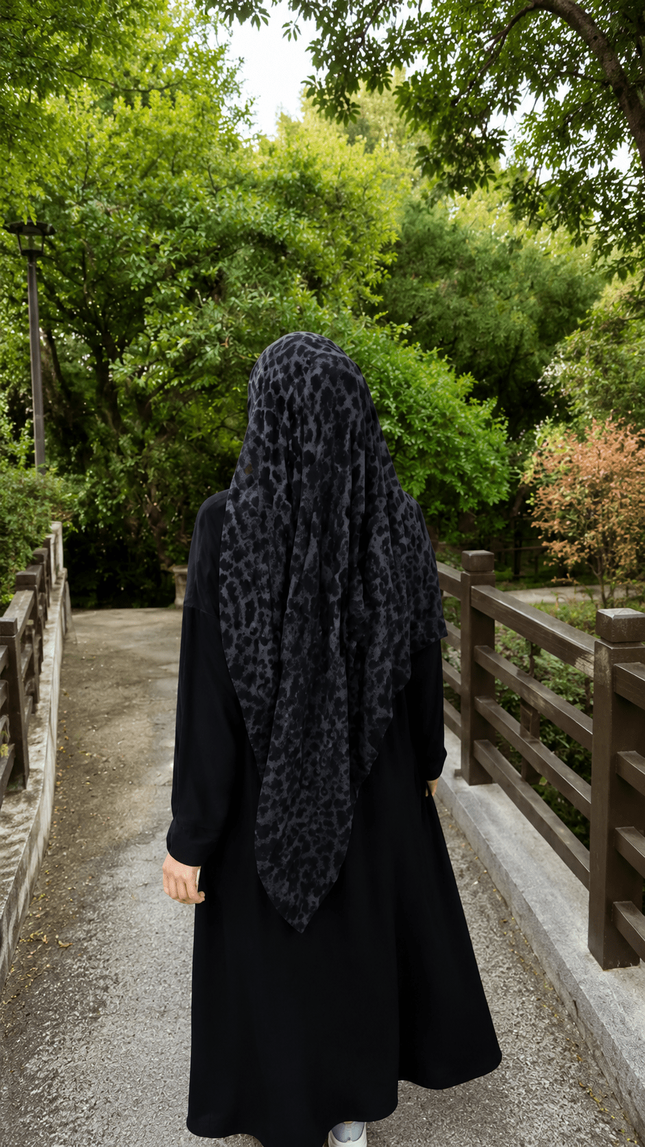 Slate Blue Black Leopard Print hijab shawl - view 6