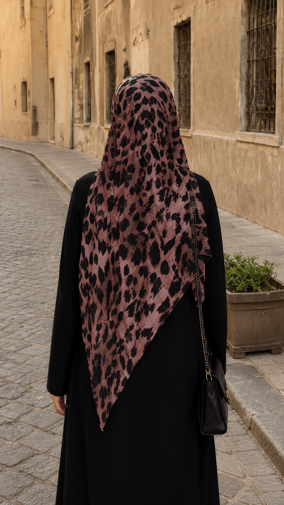 Rose Brown Black Classic Leopard Print hijab shawl - view 5