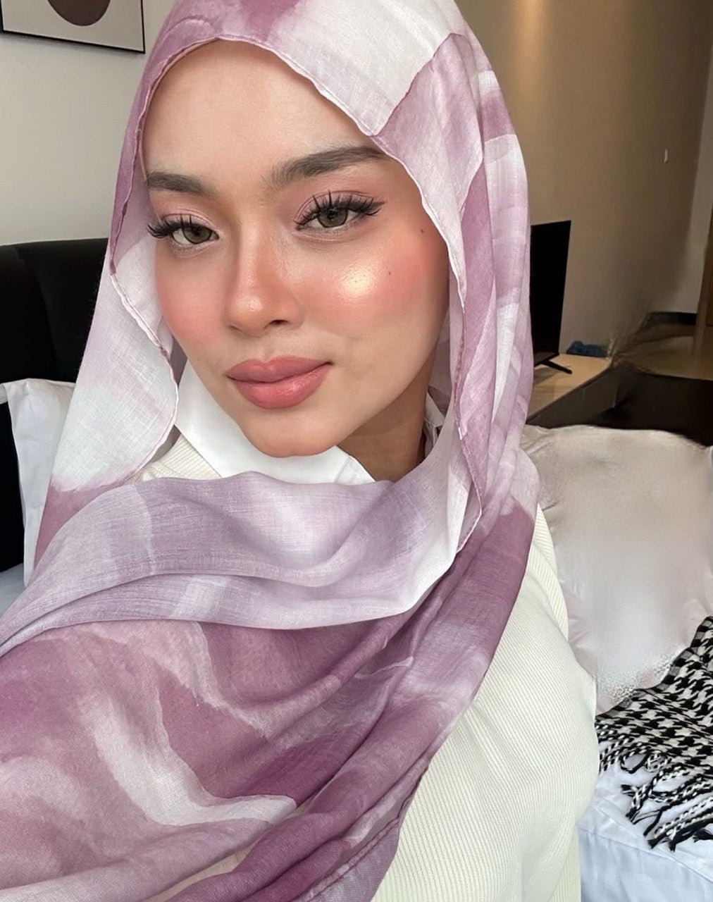 Lavender Watercolor Gradient hijab shawl - view 1