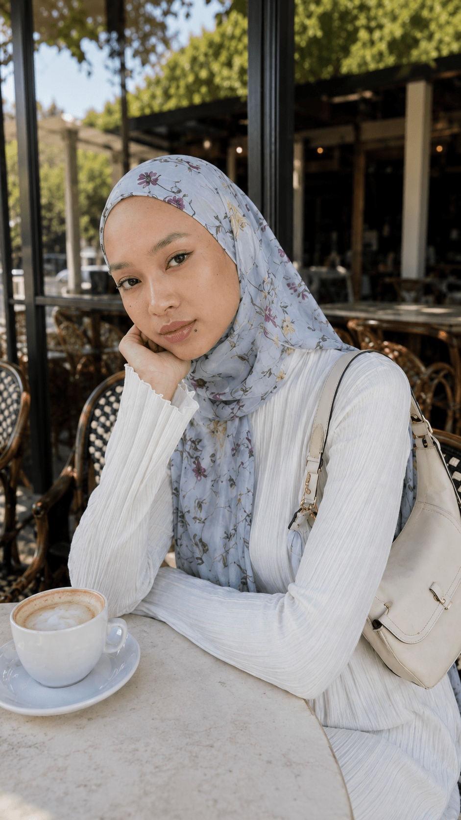 White Blue Green Purple Watercolor Vine Floral hijab shawl - view 2