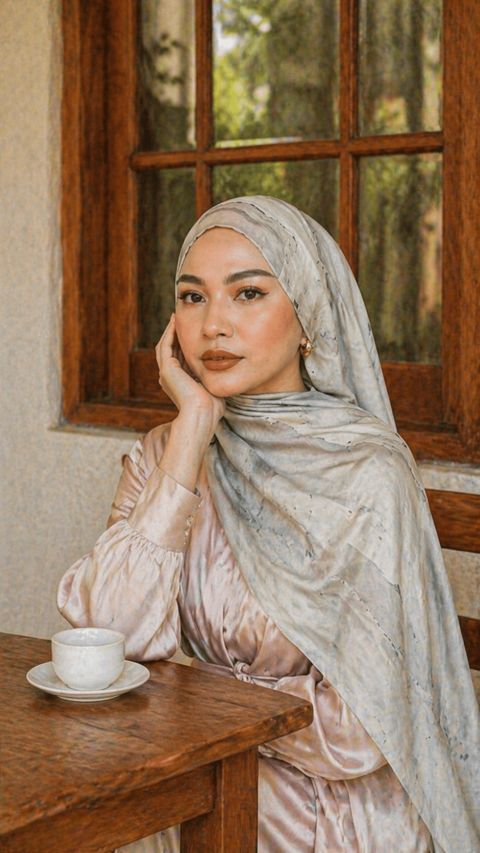 Silver Grey Blue Abstract Brushstroke hijab shawl - view 3