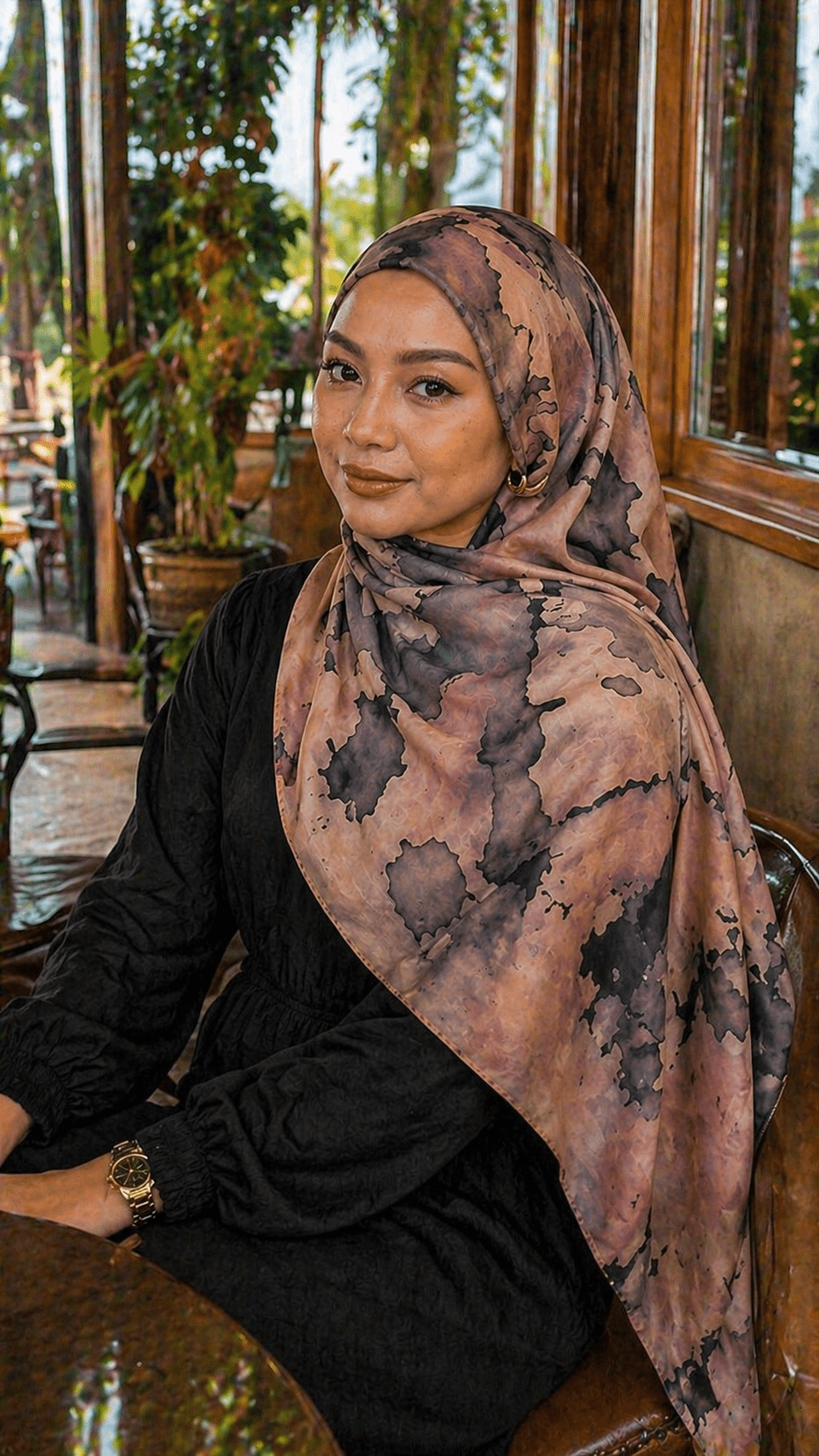 Mauve Grey Abstract Ink Splash hijab shawl - view 5