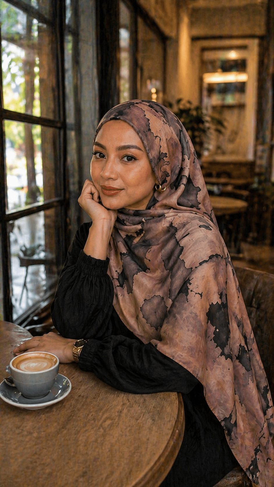 Mauve Grey Abstract Ink Splash hijab shawl - view 3