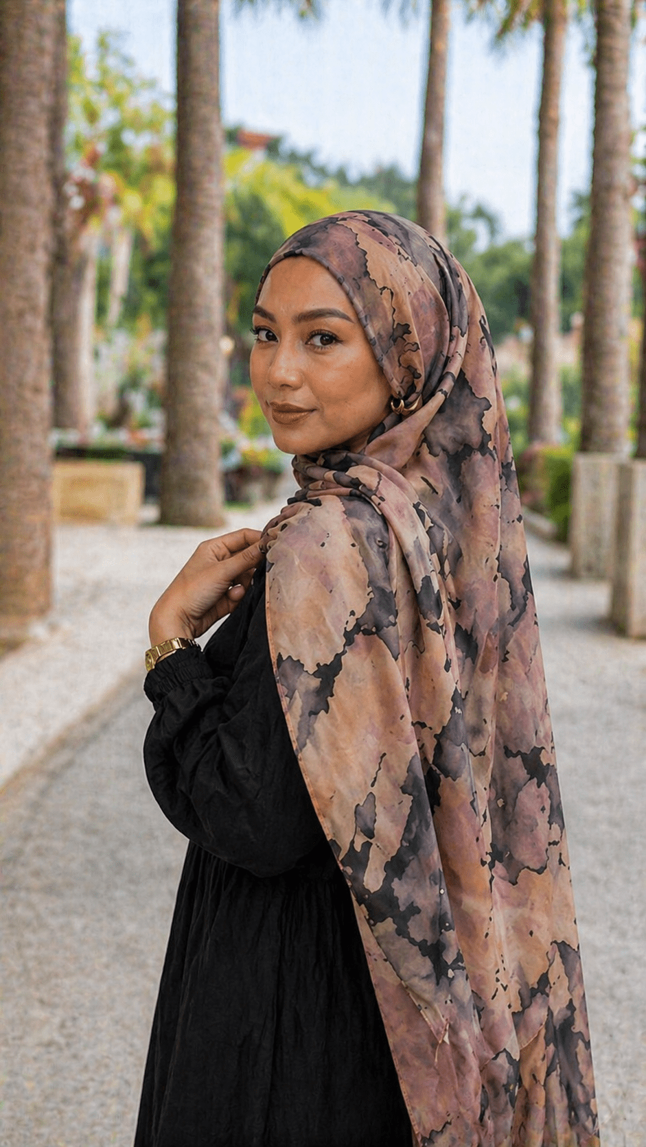 Mauve Grey Abstract Ink Splash hijab shawl - view 4