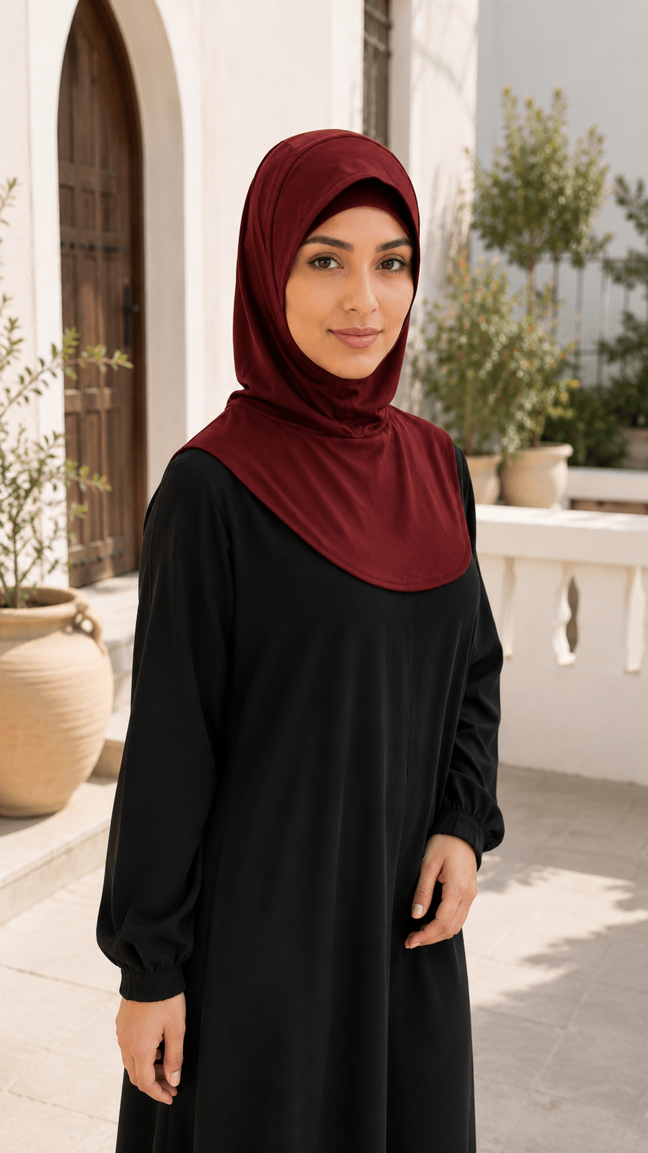 Burgundy Mercerized Cotton Hijab Cap – Full Coverage Under Scarf - product image 4 of 11 | Lunar Elegance