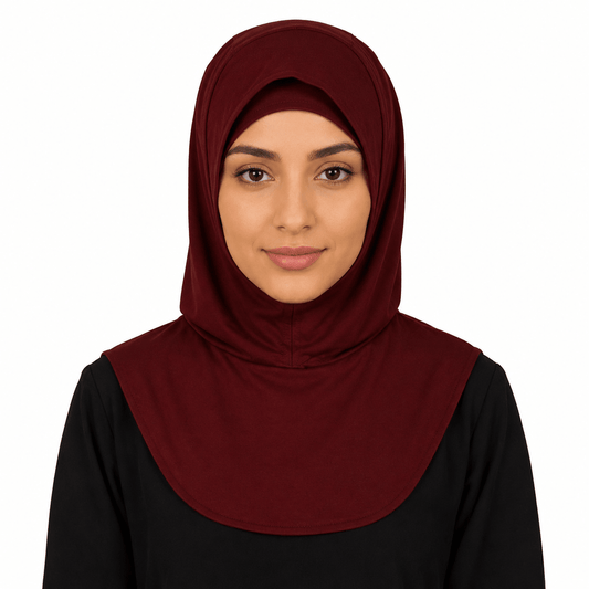Burgundy Mercerized Cotton Hijab Cap – Full Coverage Under Scarf - product image 1 of 11 | Lunar Elegance