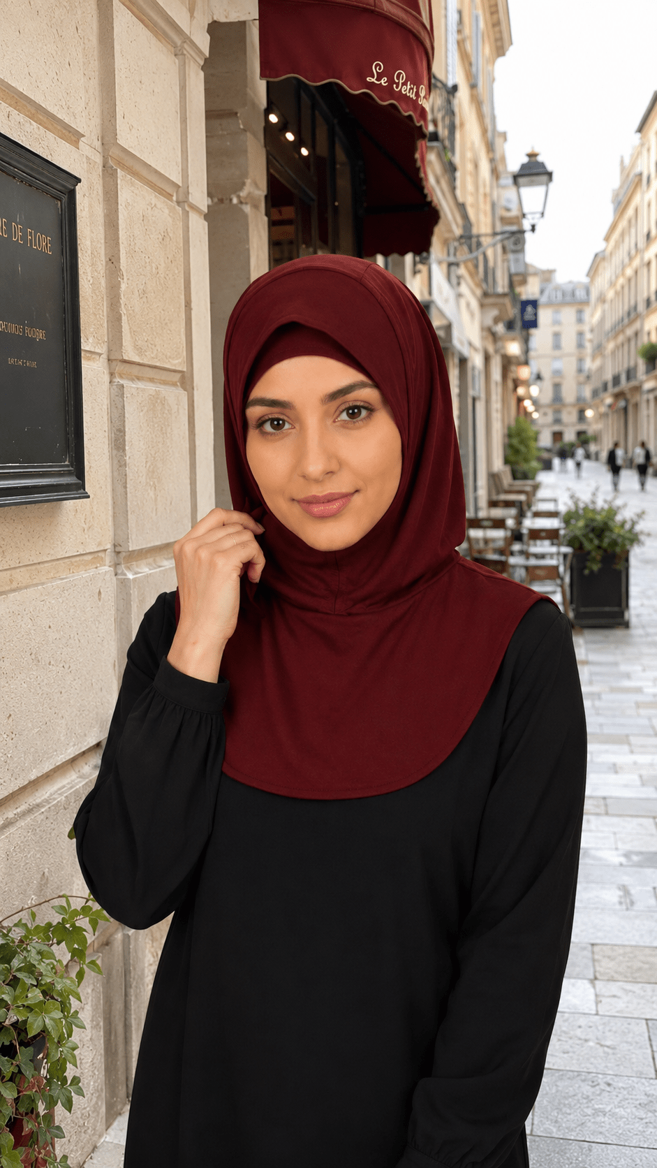 Burgundy Mercerized Cotton Hijab Cap – Full Coverage Under Scarf - product image 9 of 11 | Lunar Elegance