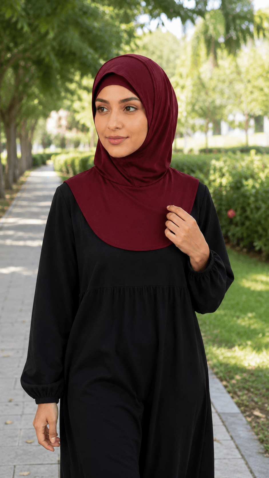 Burgundy Mercerized Cotton Hijab Cap – Full Coverage Under Scarf - product image 10 of 11 | Lunar Elegance