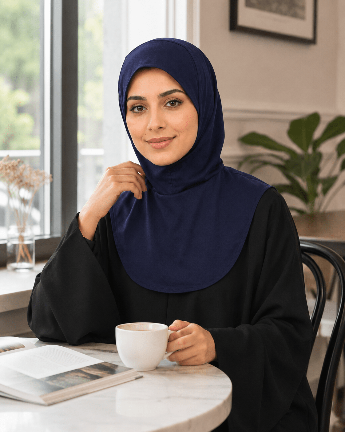 Navy Mercerized Cotton Hijab Cap – Full Coverage Under Scarf - product image 3 of 9 | Lunar Elegance