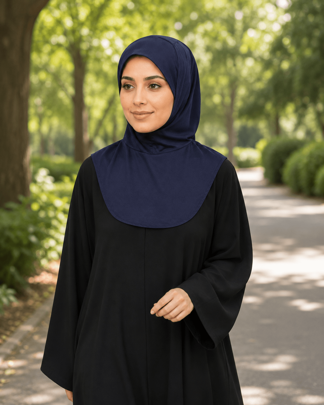 Navy Mercerized Cotton Hijab Cap – Full Coverage Under Scarf - product image 4 of 9 | Lunar Elegance