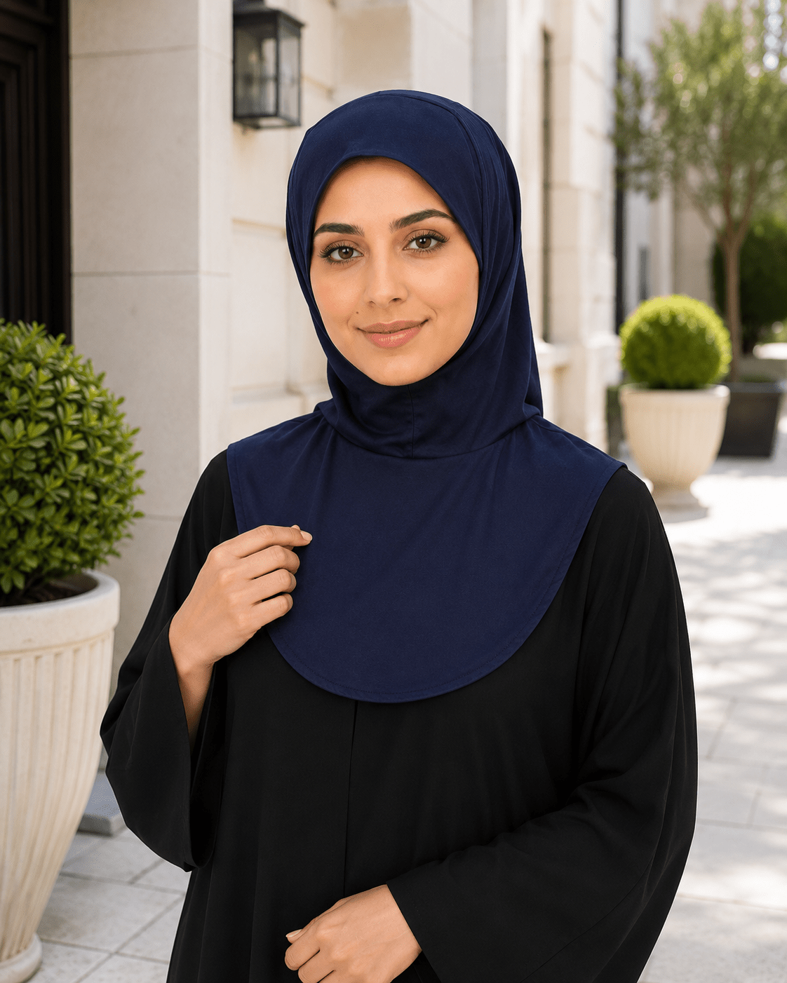 Navy Mercerized Cotton Hijab Cap – Full Coverage Under Scarf - product image 8 of 9 | Lunar Elegance