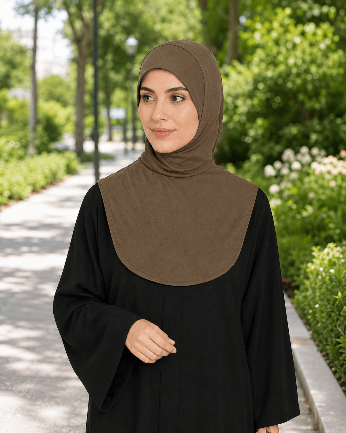 Khaki Mercerized Cotton Hijab Cap – Full Coverage Under Scarf - product image 4 of 8 | Lunar Elegance
