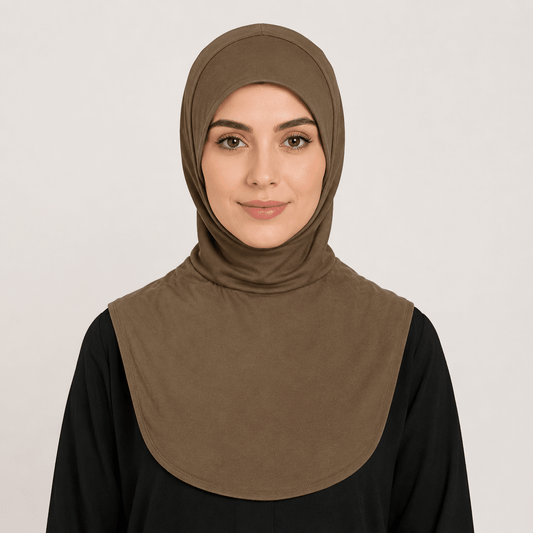 Khaki Mercerized Cotton Hijab Cap – Full Coverage Under Scarf - product image 1 of 8 | Lunar Elegance