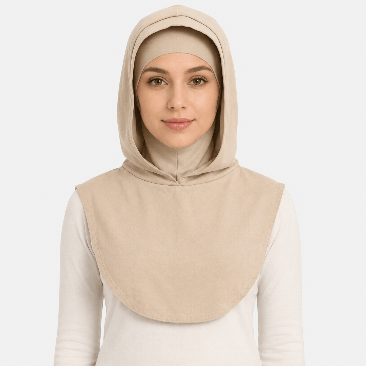 Beige Mercerized Cotton Hijab Cap – Full Coverage Under Scarf - product image 1 of 11 | Lunar Elegance