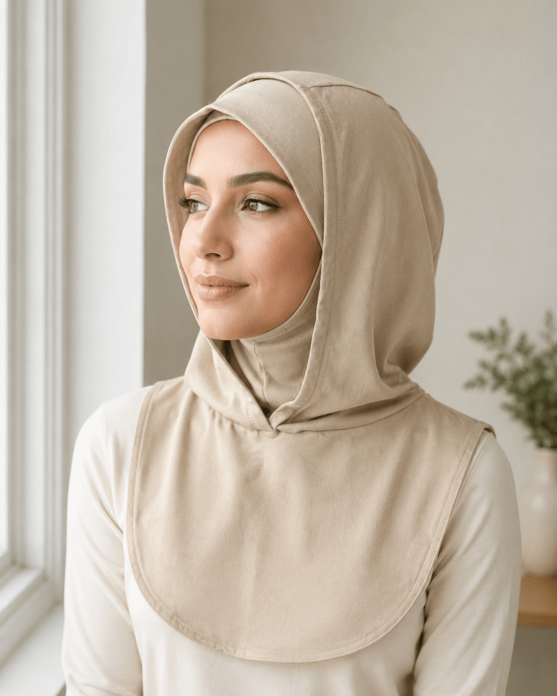 Beige Mercerized Cotton Hijab Cap – Full Coverage Under Scarf - product image 4 of 11 | Lunar Elegance
