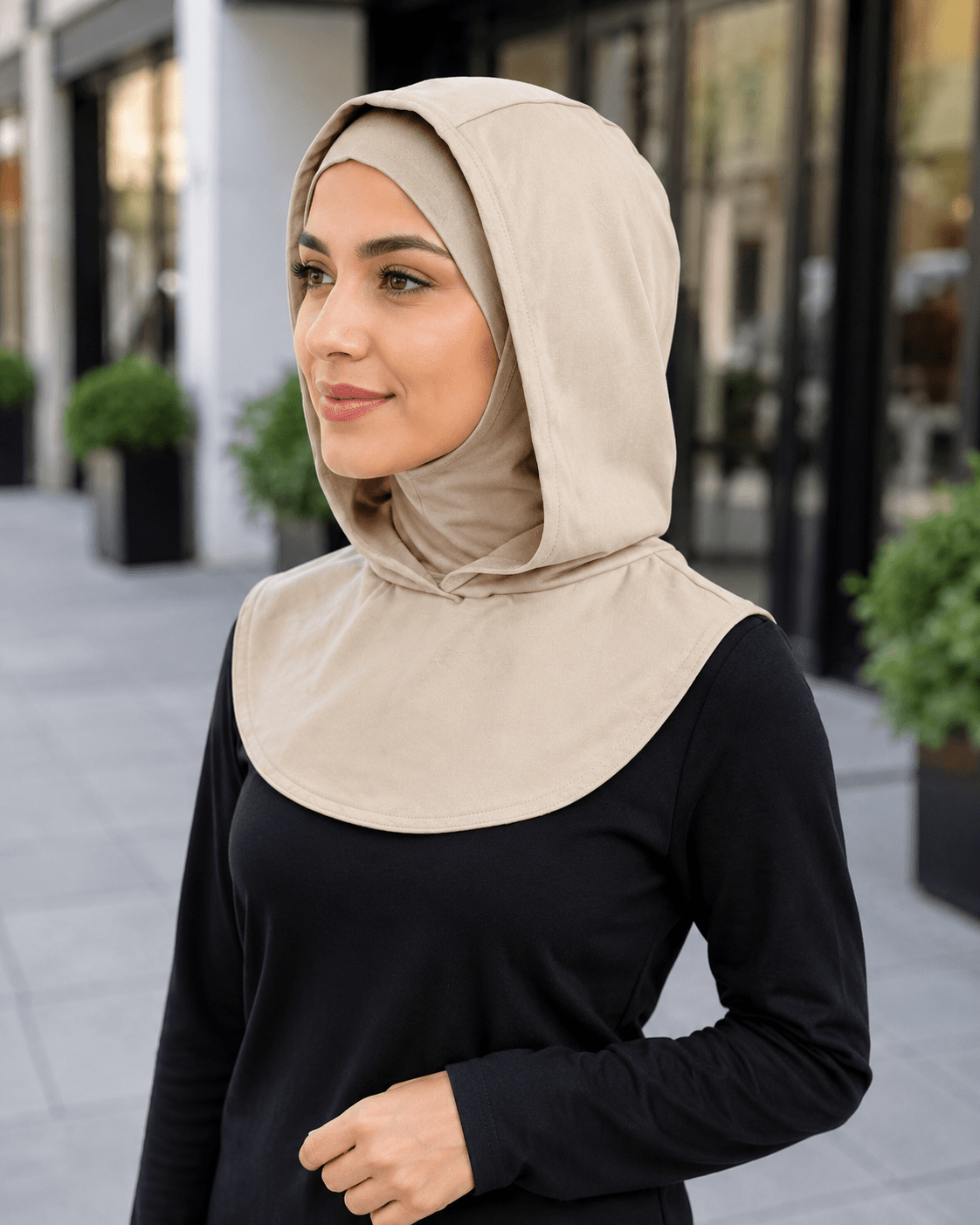 Beige Mercerized Cotton Hijab Cap – Full Coverage Under Scarf - product image 8 of 11 | Lunar Elegance