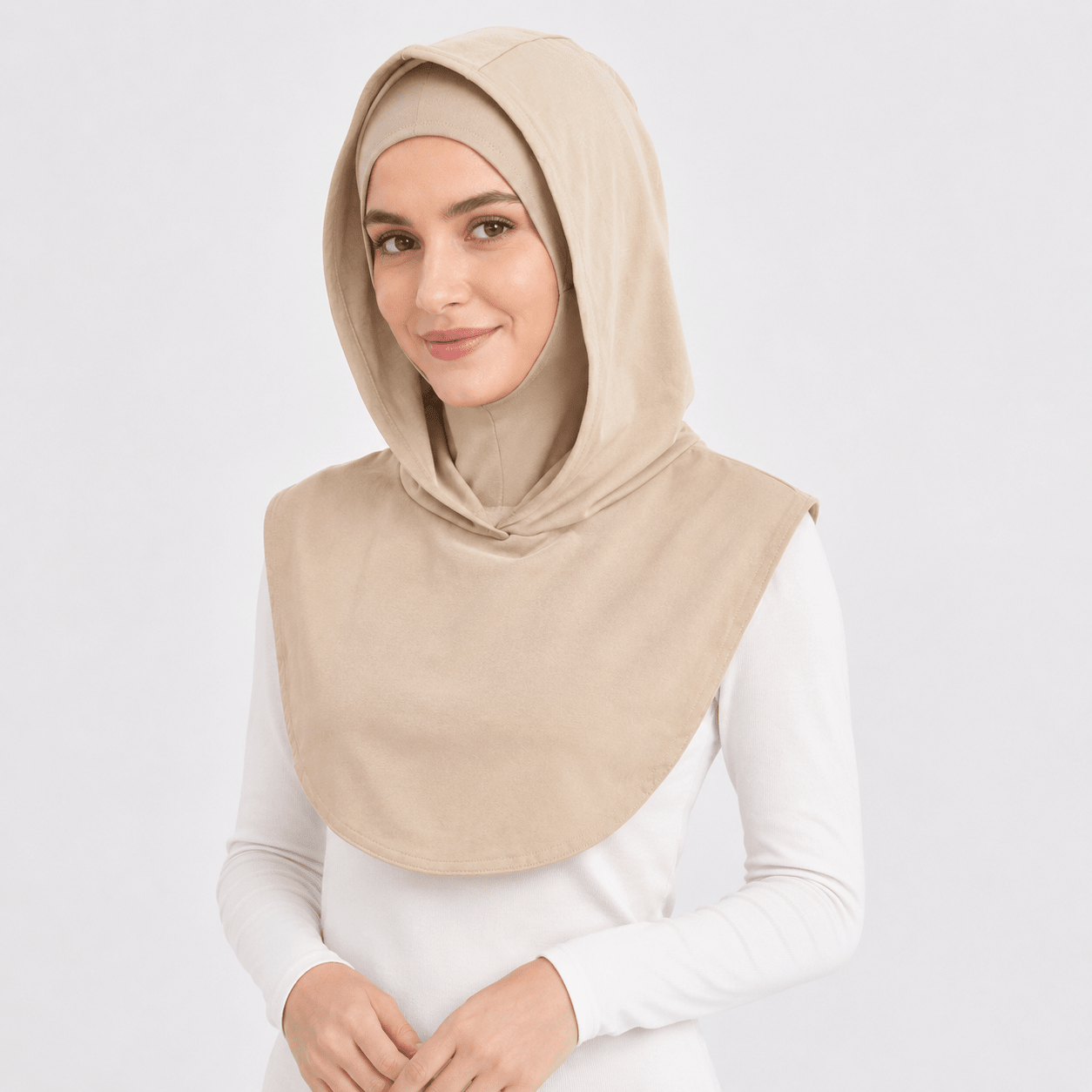 Beige Mercerized Cotton Hijab Cap – Full Coverage Under Scarf - product image 7 of 11 | Lunar Elegance