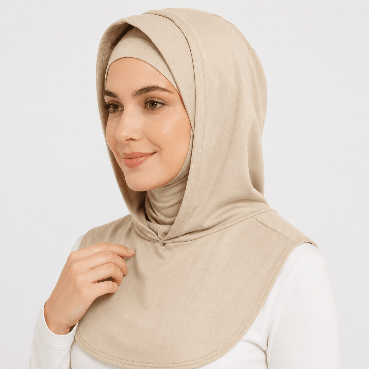 Beige Mercerized Cotton Hijab Cap – Full Coverage Under Scarf - product image 6 of 11 | Lunar Elegance