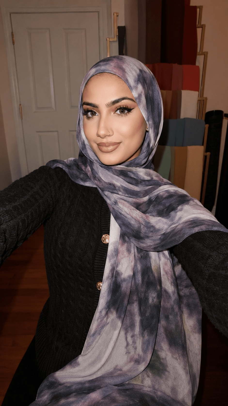 Smoky Purple Printed Jersey Hijab – Soft Premium Modest Head Scarf - product image 1 of 6 | Lunar Elegance