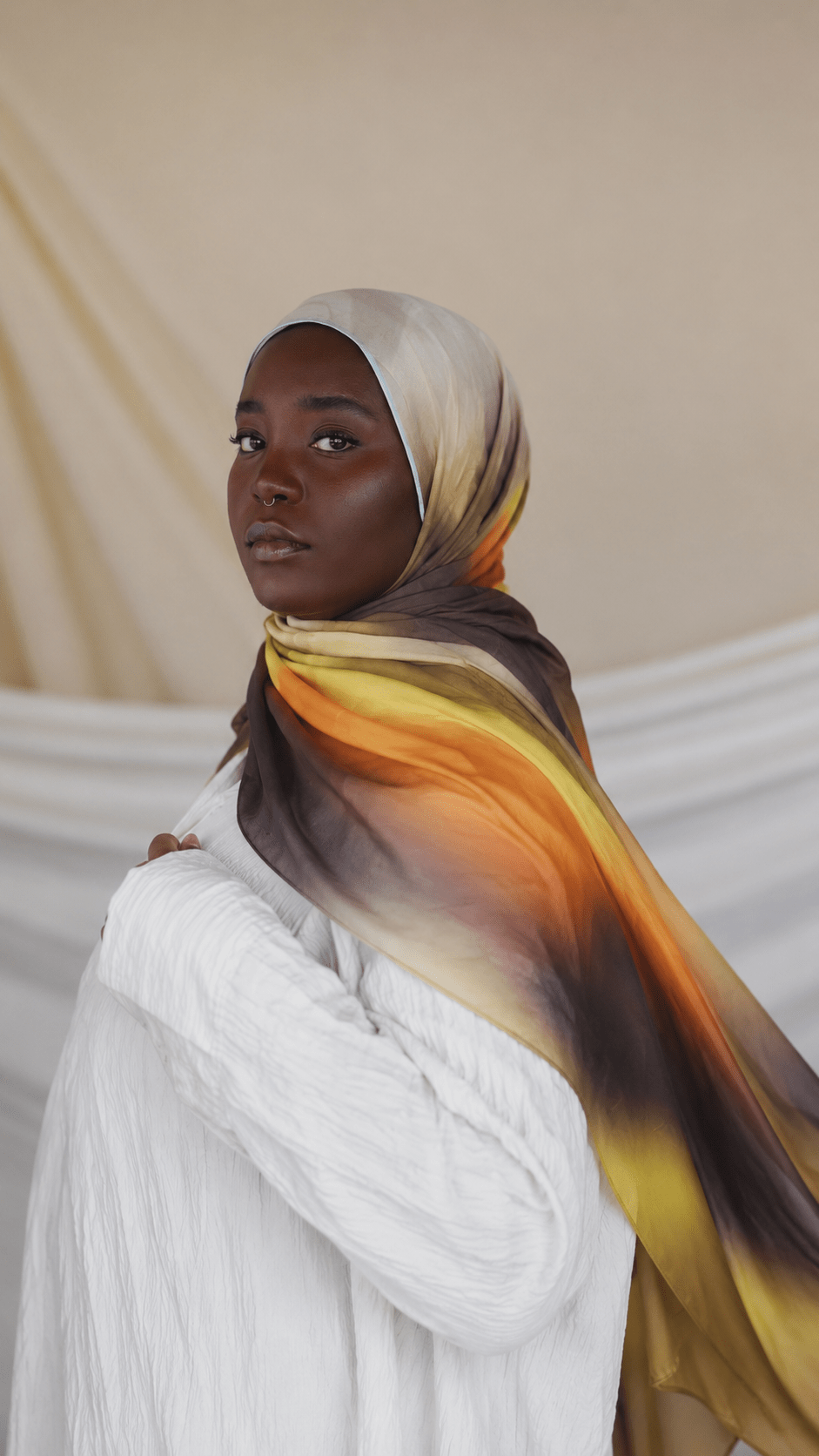 Golden Olive Printed Jersey Hijab – Soft Premium Modest Head Scarf - product image 3 of 6 | Lunar Elegance