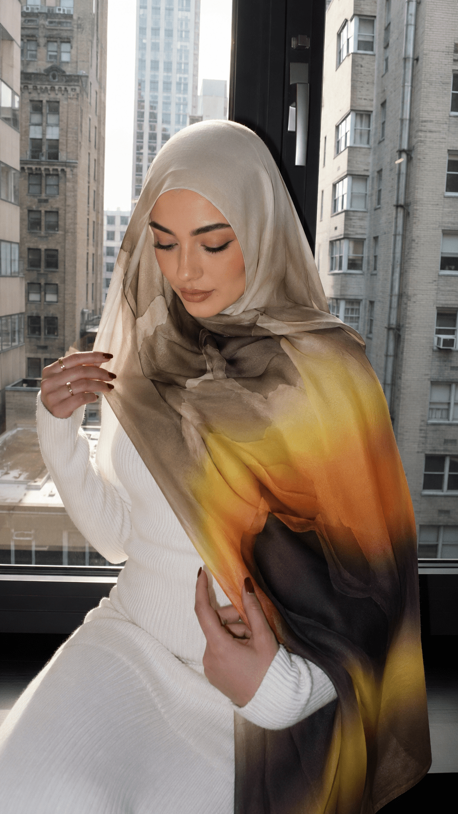 Golden Olive Printed Jersey Hijab – Soft Premium Modest Head Scarf - product image 1 of 6 | Lunar Elegance