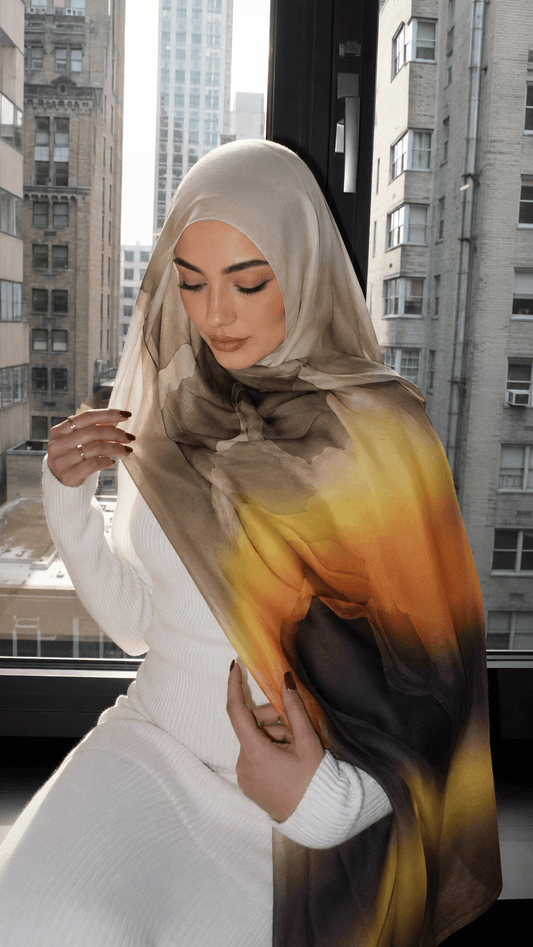 Golden Olive Printed Jersey Hijab – Soft Premium Modest Head Scarf - product image 1 of 6 | Lunar Elegance