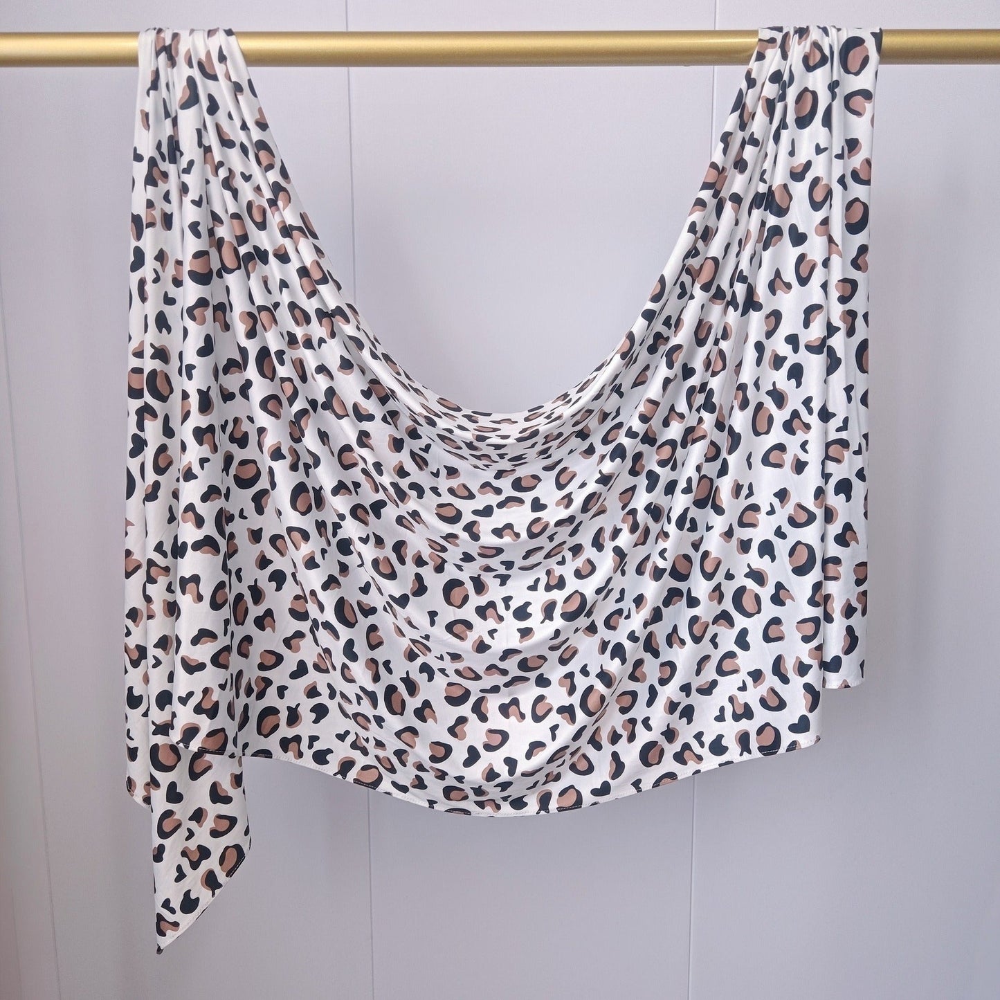 Ivory Leopard Print Liquid Jersey Hijab Scarf – Soft Premium Modest Wrap - product image 3 of 7 | Lunar Elegance