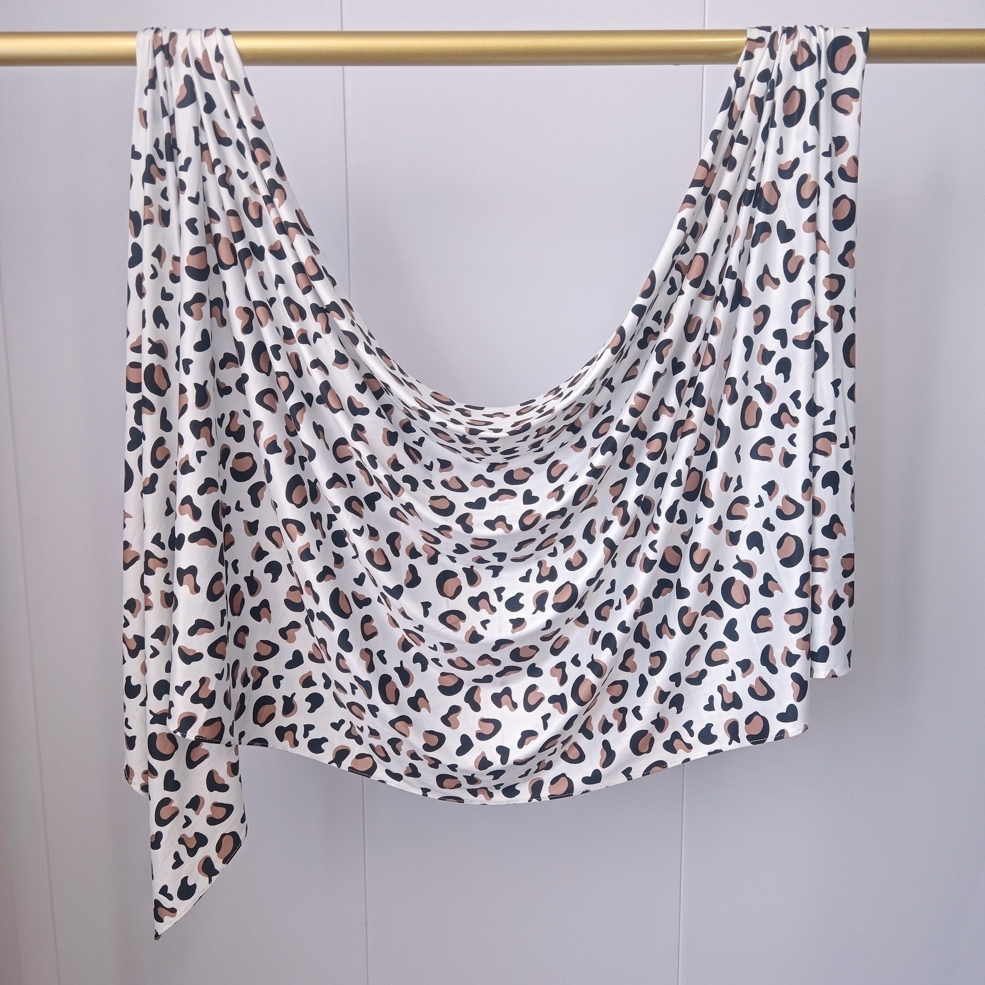 Ivory Leopard Print Liquid Jersey Hijab Scarf – Soft Premium Modest Wrap - product image 3 of 7 | Lunar Elegance