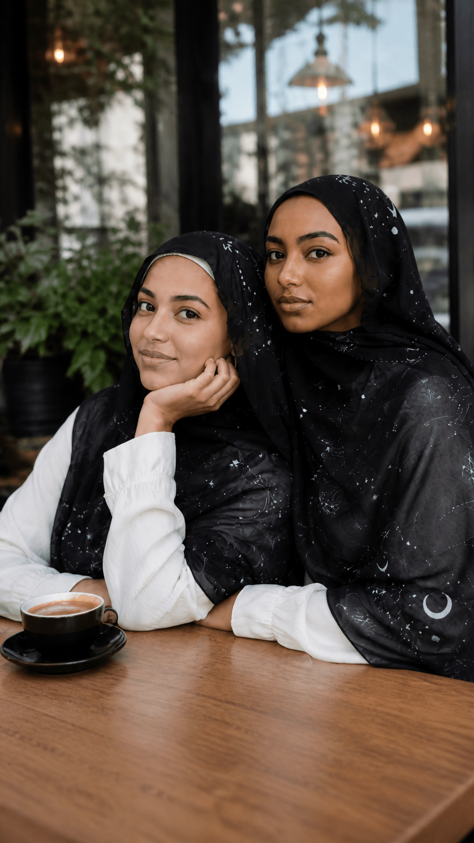Black Celestial Star and Moon hijab shawl - view 3