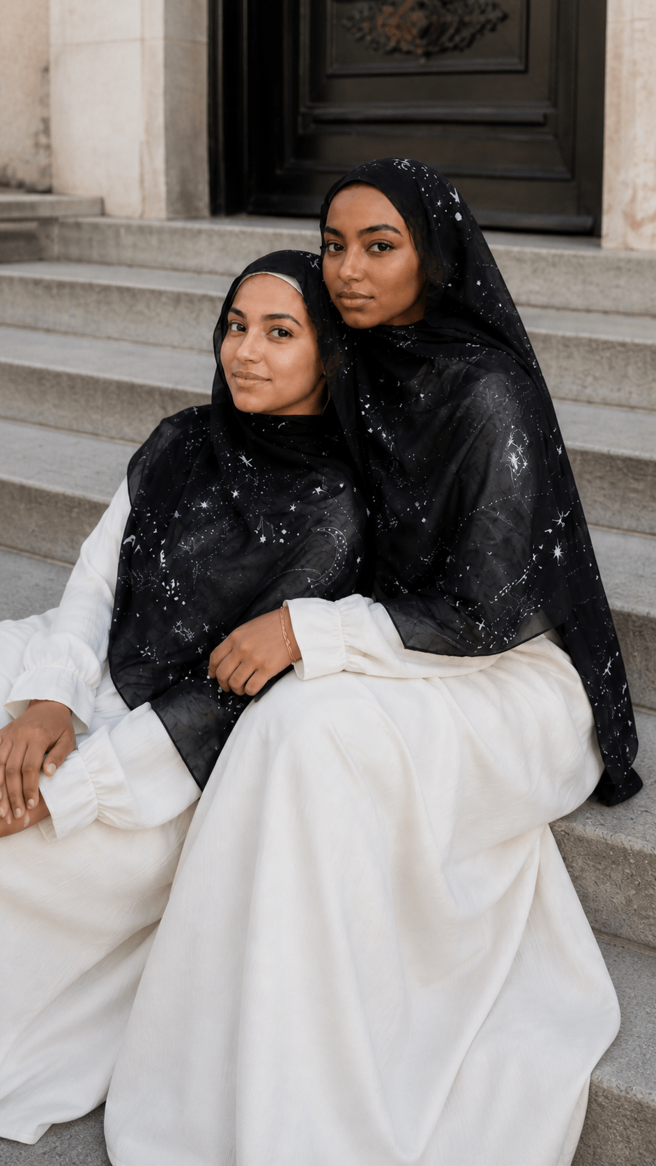 Black Celestial Star and Moon hijab shawl - view 5